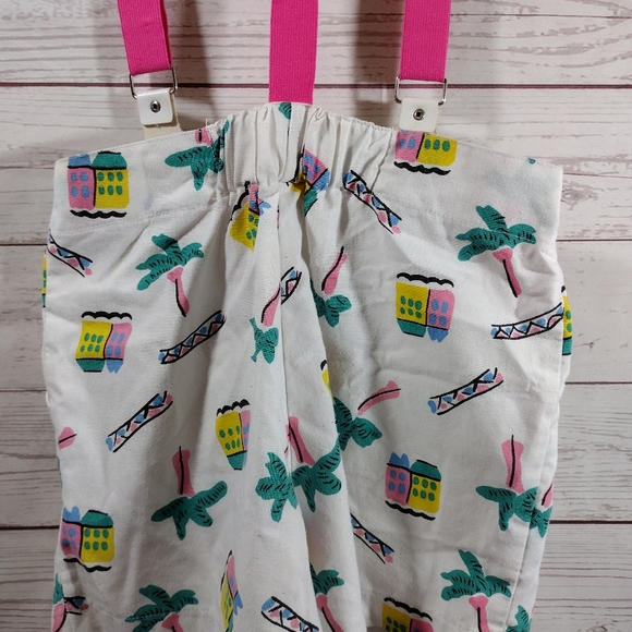 80s Overall Suspender Shorts outfit tropical - Picture 14 of 16